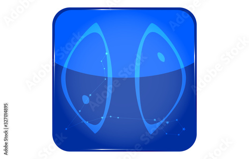 12星座の青のアイコン：ベクターイラスト：魚座