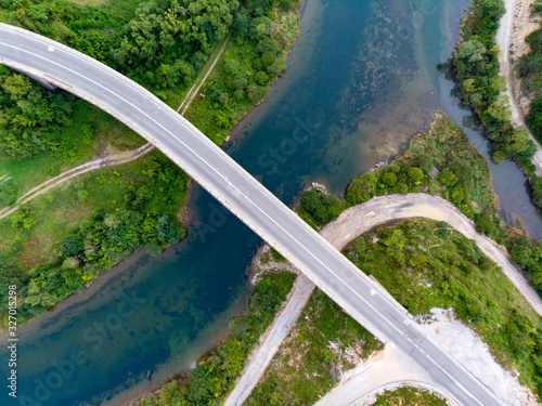 road in mountains from air