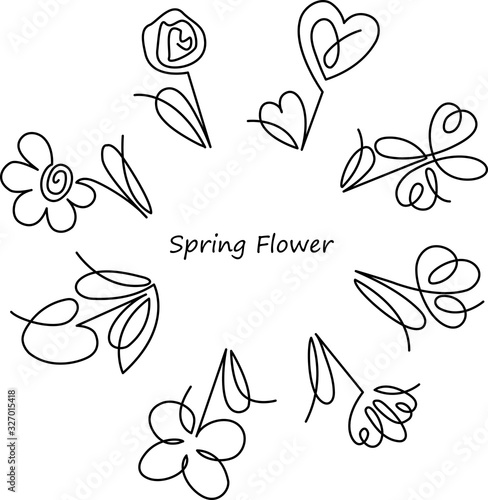 flower in the one line art for greeting cards, design of cosmetic packaging, prints, thematic design