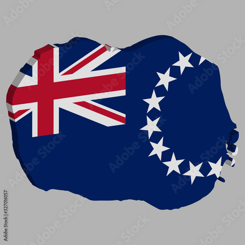 Cook Islands Map Flag Vector 3D