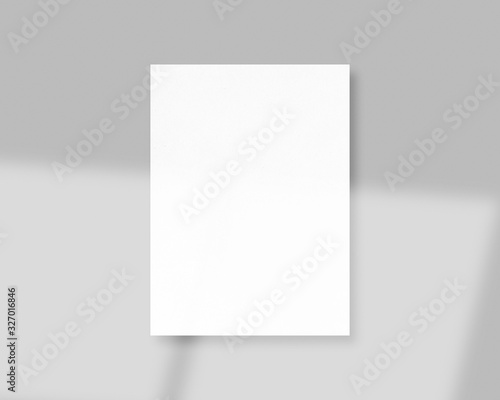 Blank white paper mockup with shadow Overlay. Mockup scene. Photo mockup with clipping path.