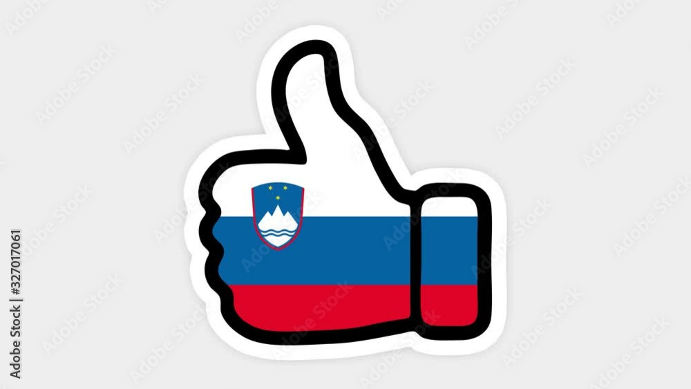 Drawing, animation is in form of like, heart, chat, thumb up with the image of Slovenia flag . White background Drawing, animation is in form of like, heart, chat, thumb up with the image of Slovenia flag . White background