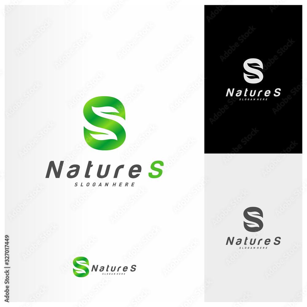 Letter S with Leaf logo design vector. Nature S logo template. icon ...
