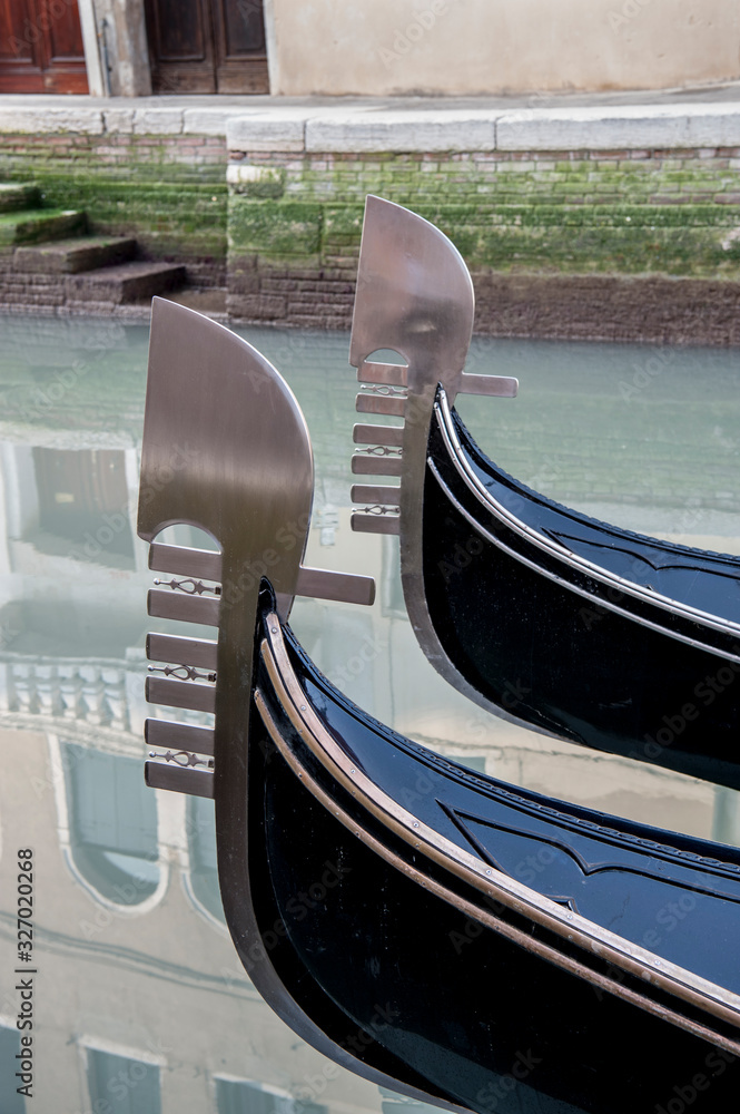 The typical comb or iron prow (ferro) of the gondola has the aim to protect the bow from possible collisions and also as embellishment