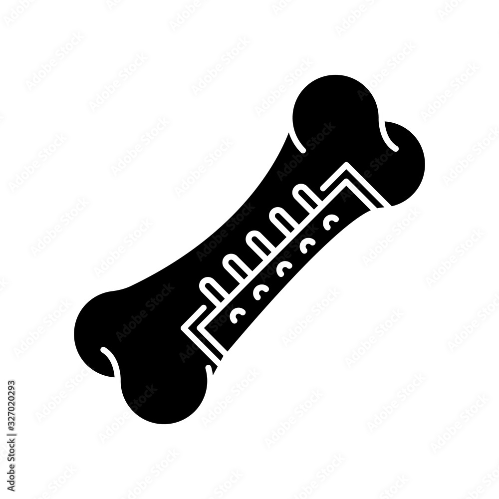 Repaired bone black glyph icon. Internal fixation. Surgery. Surgical procedure. Orthopedic operation. Medical interference. Healthcare. Silhouette symbol on white space. Vector isolated illustration Repaired bone black glyph icon. Internal fixation. Surgery. Surgical procedure. Orthopedic operation. Medical interference. Healthcare. Silhouette symbol on white space. Vector isolated illustration
