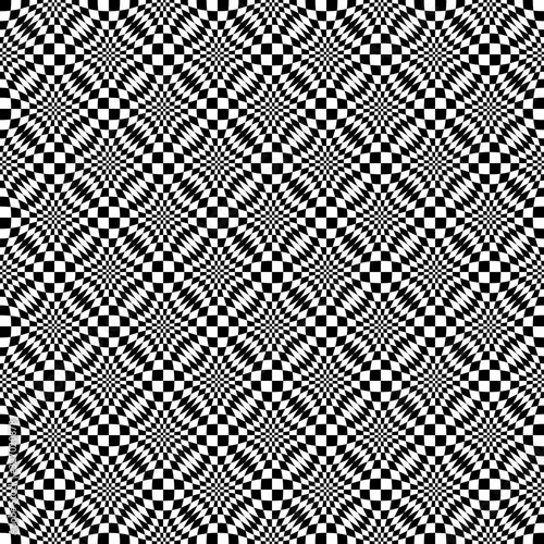 Abstract seamless geometric pattern with weave ornament. Simple black and white linear wavy striped texture. Vector