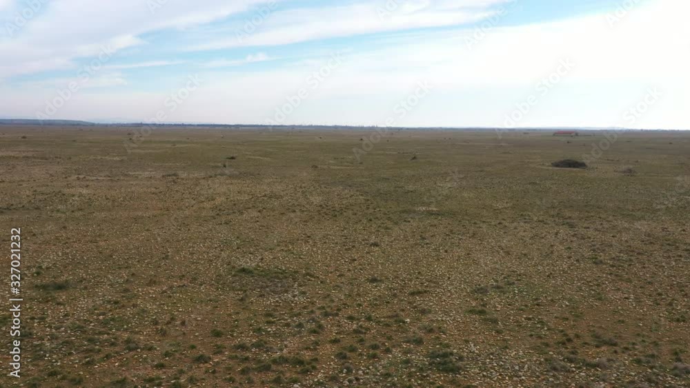 Crau stony plain aerial shot pasture from Roman times France desertic landscape France Crau stony plain aerial shot pasture from Roman times France desertic landscape France