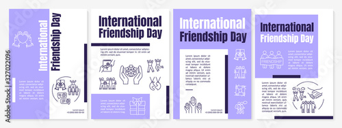 National best friends day brochure template. Brotherhood and soulmate relationship. Flyer, booklet, leaflet print, cover design with icons. Vector layouts for magazines, reports, advertising posters