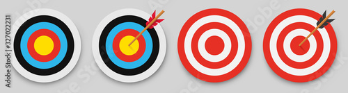 Fotografering Archery target with arrow. Vector illustration.