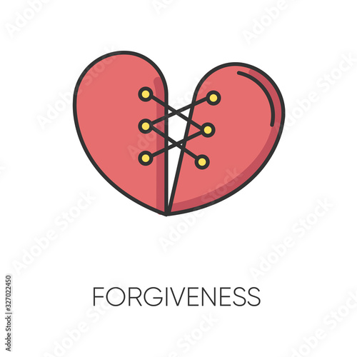 Forgiveness RGB color icon. Strong interpersonal connection, emotional affection, friendship symbol. Moral value, virtue. Overcoming resentment, negative emotions. Isolated vector illustration