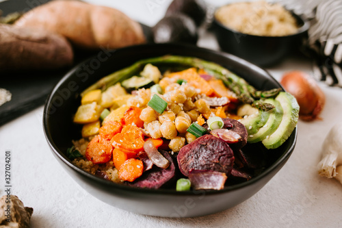 Healthy Lunch Bowl full of Roasted Vegetables