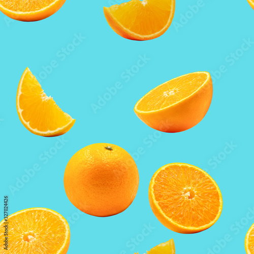 Seamless pattern of orange.Patterns or falling.Repeat object design for gift wrap or wallpaper concept.