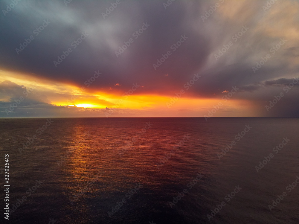 Gowing sun over Mediterranean Sea during sunrise