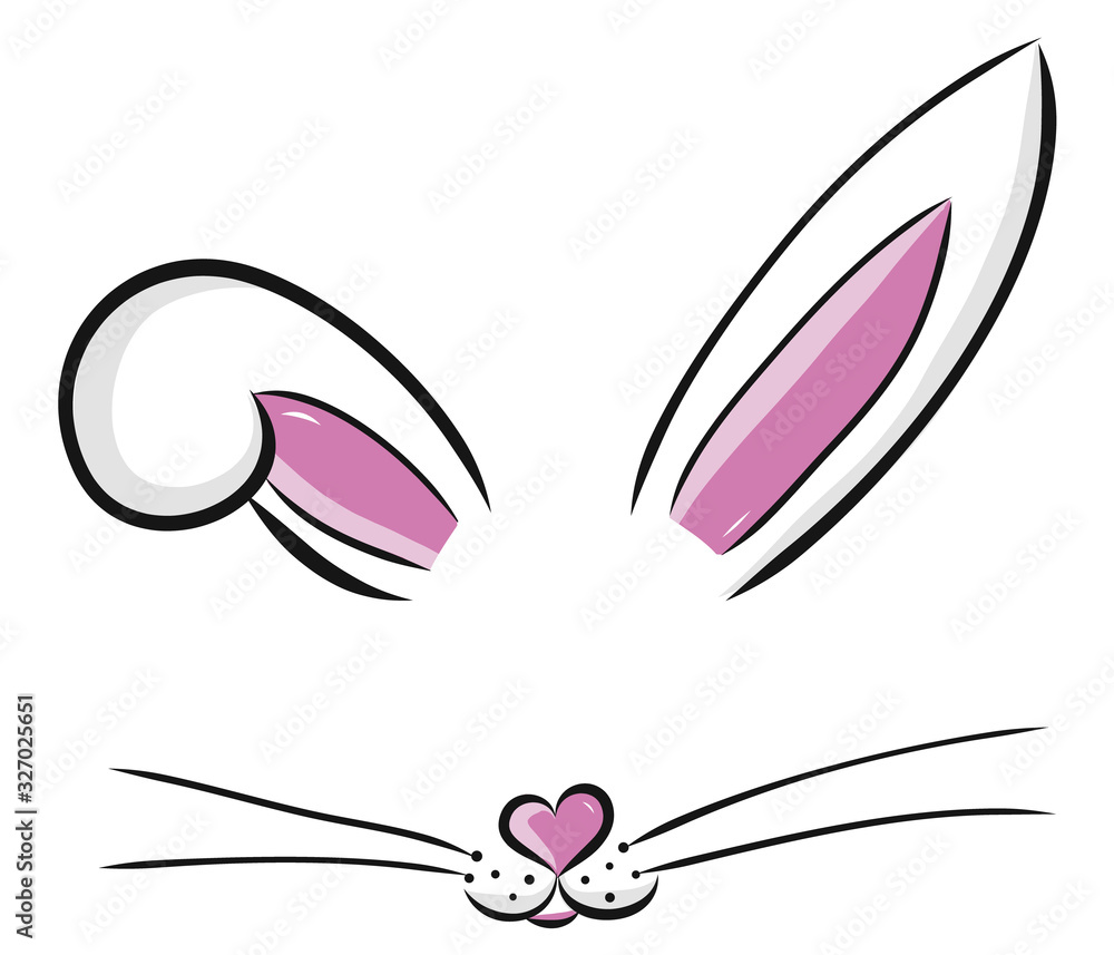 Easter bunny cute vector illustration drawn by hand. Bunny face, ears ...