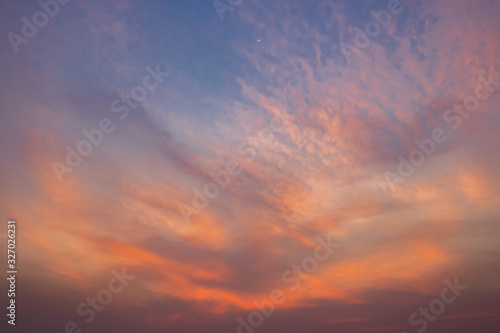 Fototapeta Naklejka Na Ścianę i Meble -  Twilight sky and clouds is bright white background. Everything lies above surface atmosphere outer space is sky. Cloud is aerosol comprising visible mass  liquid, for creative design graphic