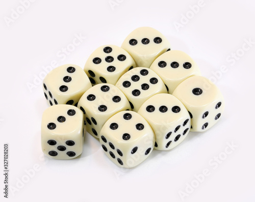 dice on a white background of a gambler