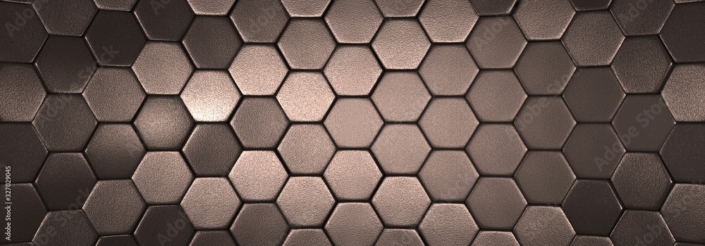 tło srebrno szare tekstura hexagon z refleksami światła. 3d rendering - obrazy, fototapety, plakaty 