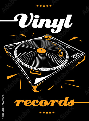 Vinyl records turntable musical design