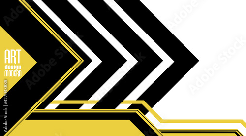 Modern geometric shapes in yellow and black on a white background