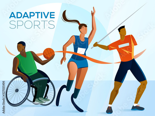 Vector illustration of Paralympic athletes in different types of sports