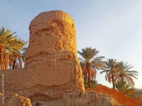 Old surveillance towers in the oasis of Figuig in Morocco  photo