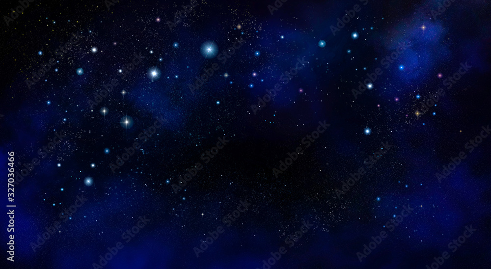 Nebula and stars in night sky  - Space background.
