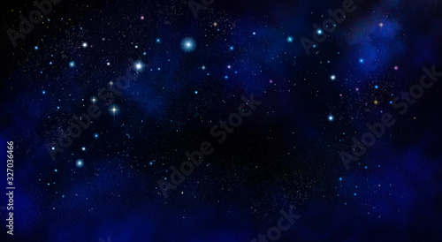Nebula and stars in night sky  - Space background. © nj_musik