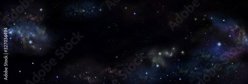 Nebula and stars in night sky banner - Space background.