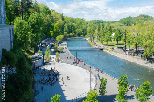 Lourdes, France: River in The Sanctuary of Our Lady of Lourdes is one of the largest pilgrimage centers in Europe photo