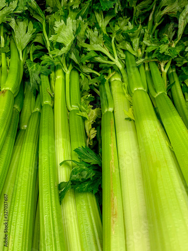 Fresh organic celery in Supermarket
