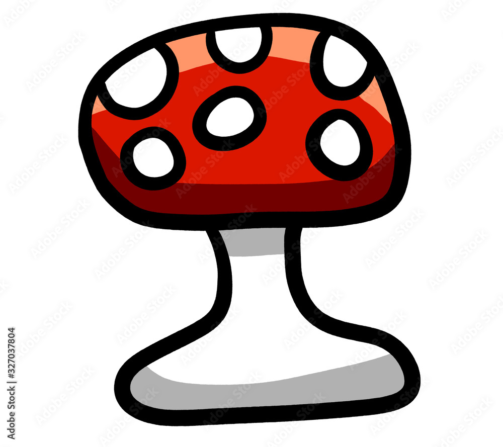 Obraz premium Cartoon Stylized Red Mushroom