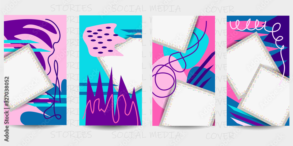 Set of trendy templates for social media design. Vector background for social networks. Abstract minimal design.