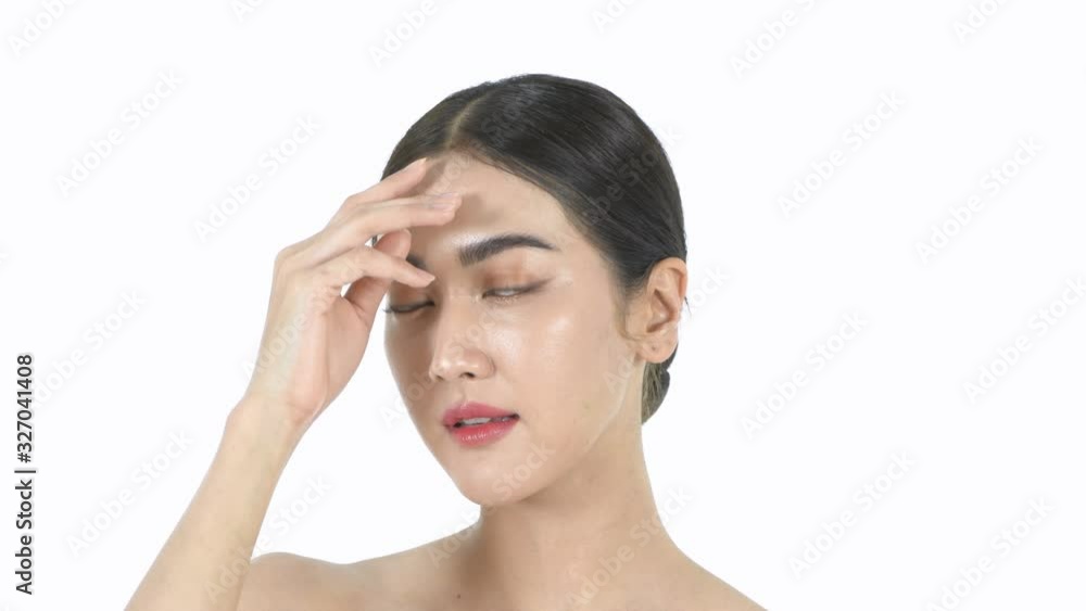 Beauty concept. Beautiful girls are having problems with facial acne. 4k Resolution. Beauty concept. Beautiful girls are having problems with facial acne. 4k Resolution.