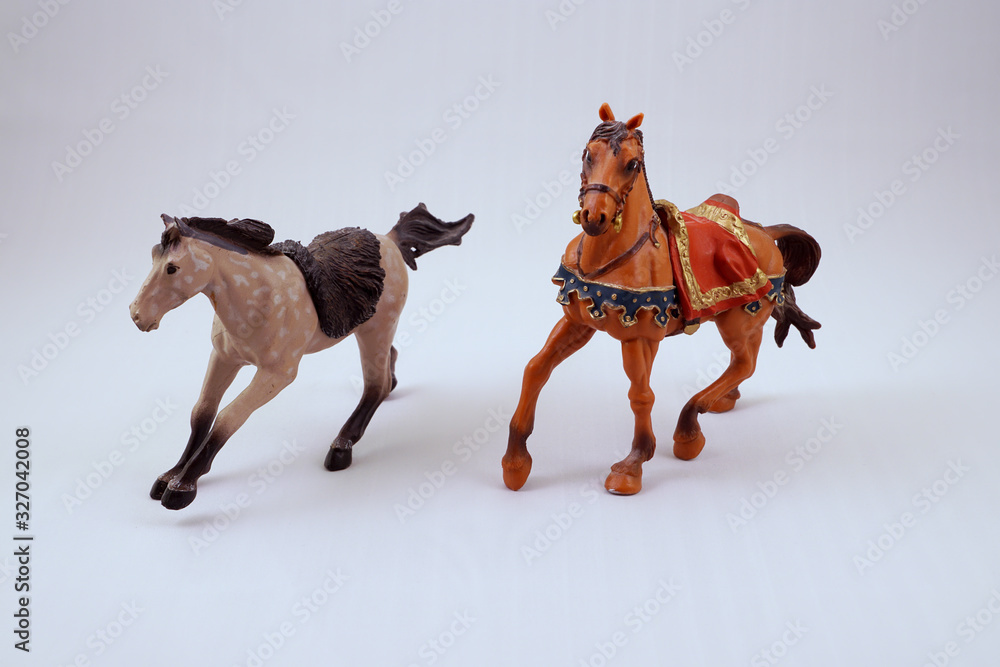 Naklejka premium two horses on white background