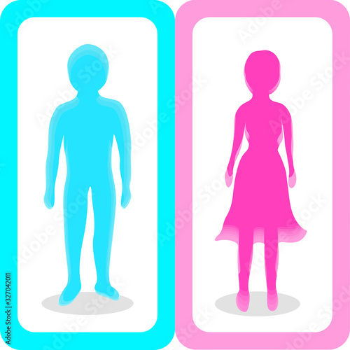 Gender man and woman icon set blue pink vector illustration graphic design 