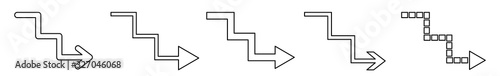 Foto Downstairs Arrow Icon Black Line | Staircase Illustration | Stairway Symbol | St