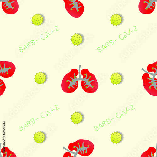Vector seamless pattern lungs coronavirus