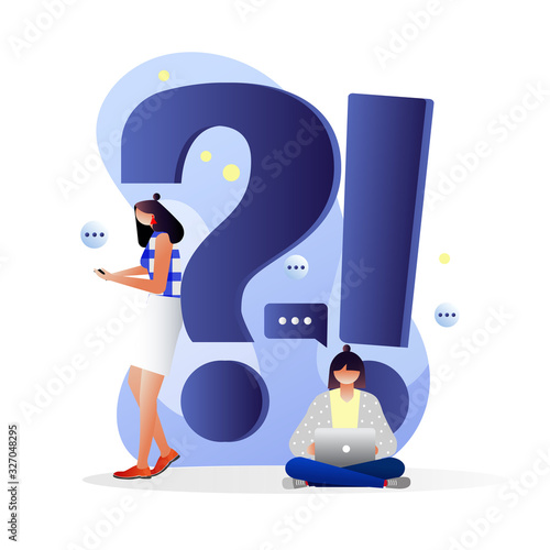 Frequently asked questions concept. People around question marks