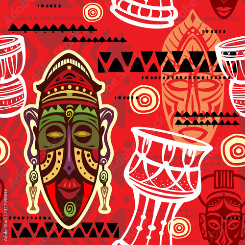 Seamless pattern with Ethnic background with African motifs