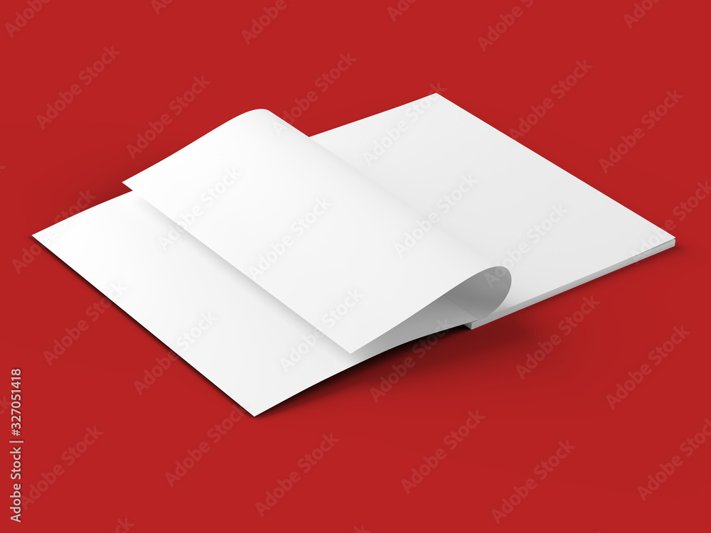 Open magazine with a glued binding. Vertical A4 format. 3d illustration. Open magazine with a glued binding. Vertical A4 format. 3d illustration.