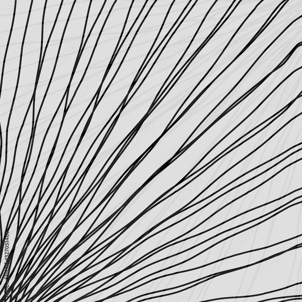 Obraz premium Rays of black light with mirrored dark waves on gray.