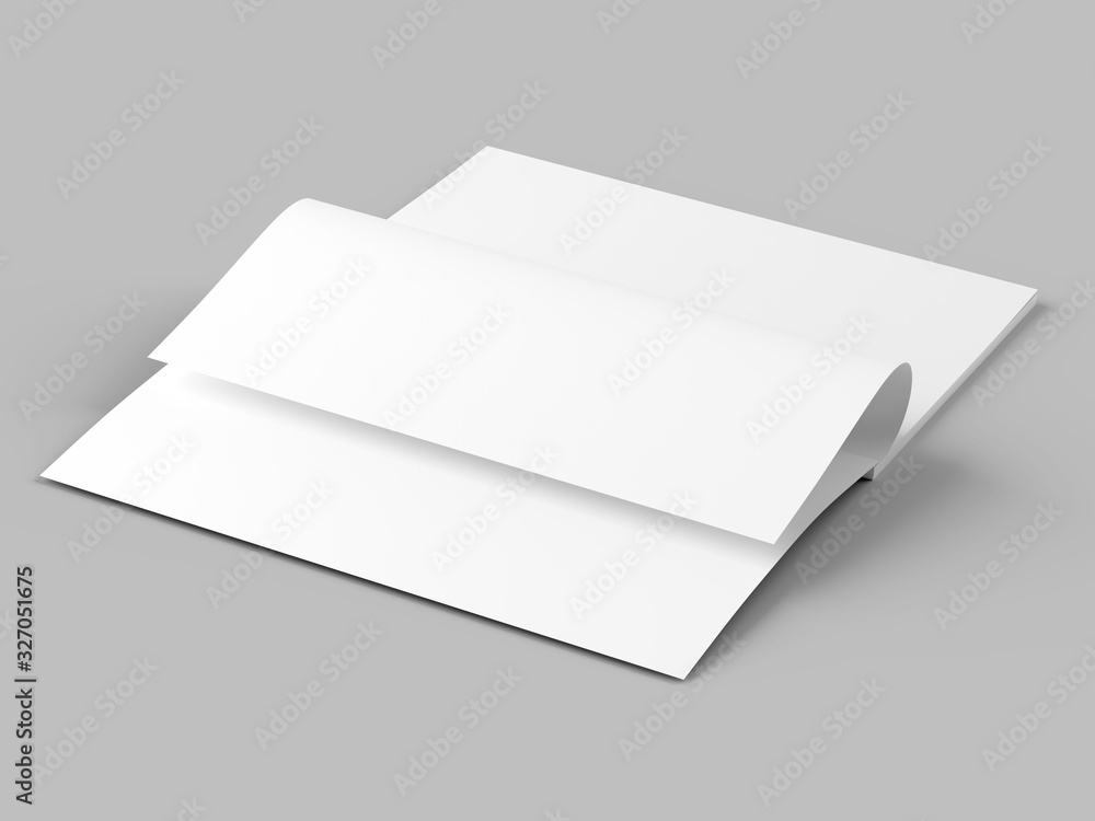 Open magazine with a glued binding. Vertical A4 format. 3d illustration. Open magazine with a glued binding. Vertical A4 format. 3d illustration.