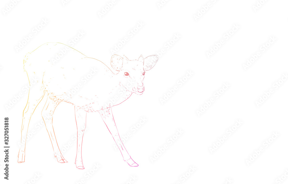 写実的な動物イラスト 虹色の牡の小鹿が立ち上がる姿 Stock ベクター Adobe Stock