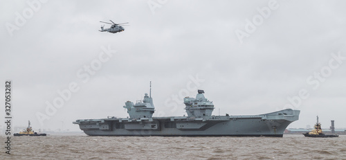 Merlin helicopter overflies HMS Prince of Wales photo