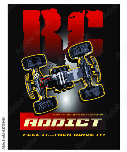 RC Addict Monster Truck. RC Hobby Poster T-shirt Design. Vector Illustration