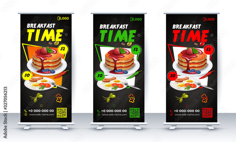 Fast food roll up banner restaurant menu template Design brochure ...