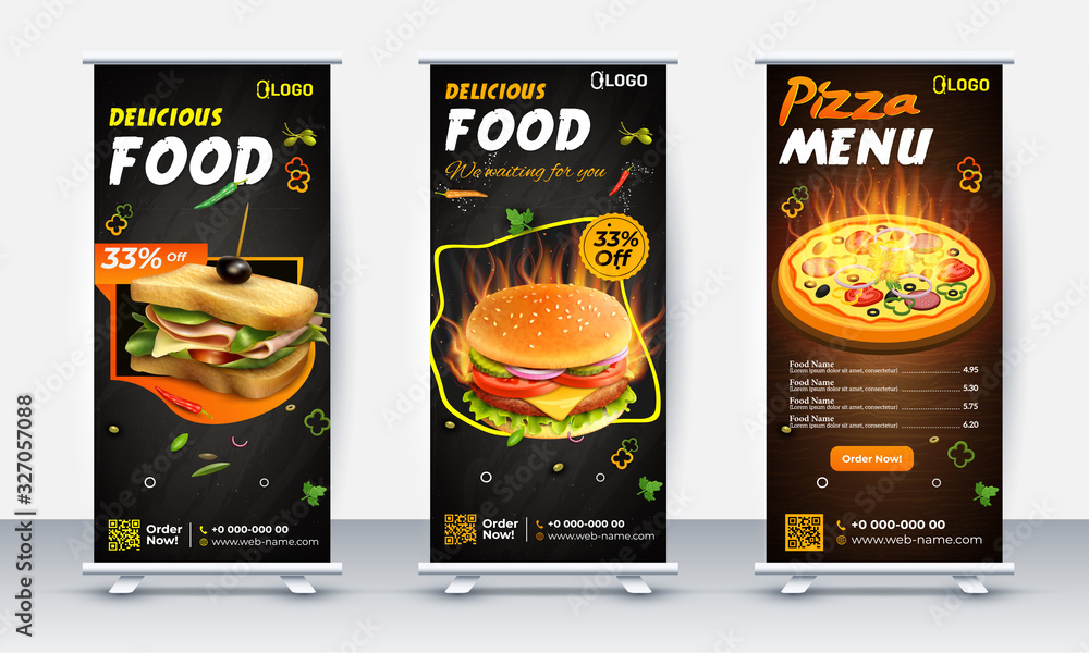 Fast food roll up banner restaurant menu template Design brochure ...