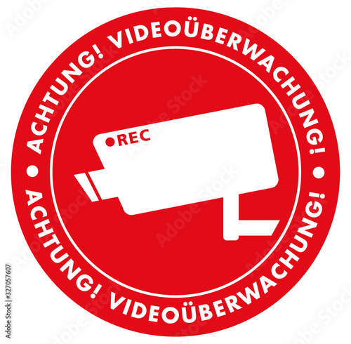 Runde Druckvorlage "ACHTUNG! VIDEOÜBERWACHUNG!"