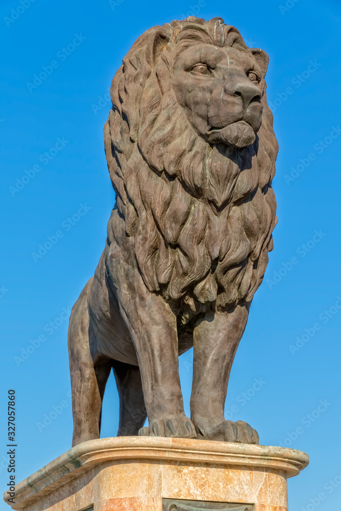 Skopje bridge lion statue