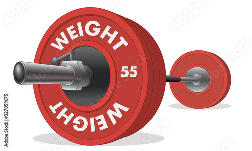 weightlifting barbell in perspective isolated on a white background